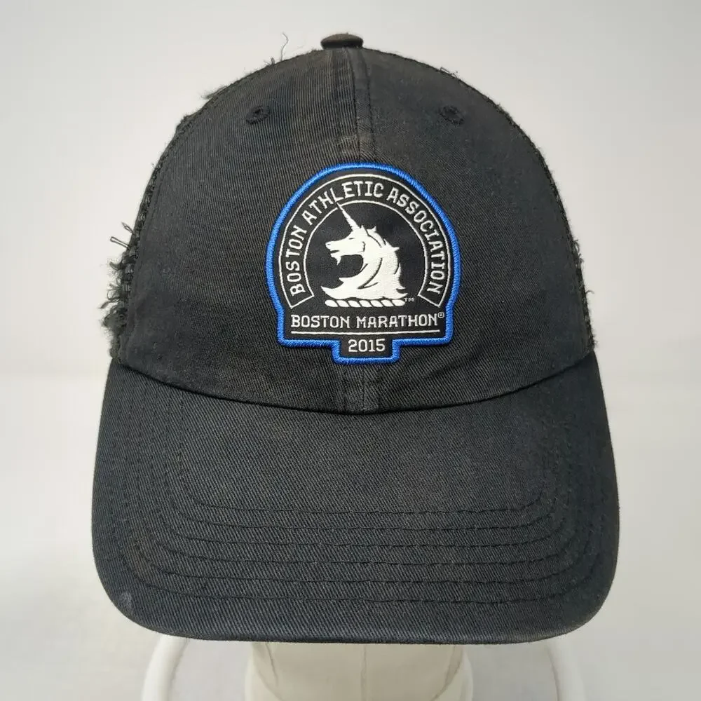 Adidas Baseball Cap Black One Size Boston Marathon 2015 BAA Logo Mesh Back Hat